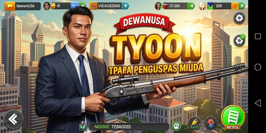 Tampilan gameplay <strong>DEWANUSA</strong> yang menarik dan penuh tantangan Tycoon.