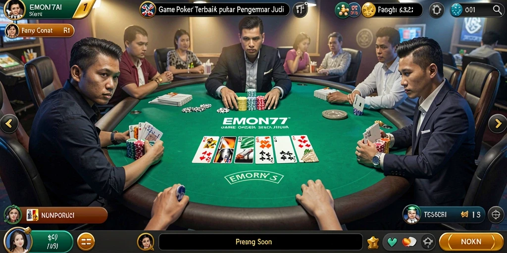 Screenshot gameplay poker yang seru di EMON77.