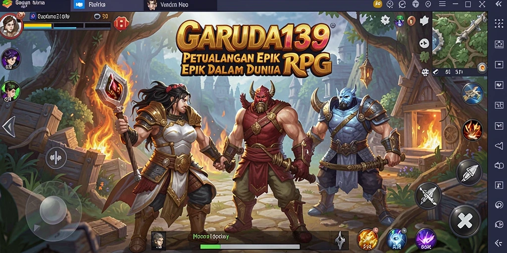 Screenshot gameplay GARUDA138 menampilkan pertempuran epik dan dunia yang luas.