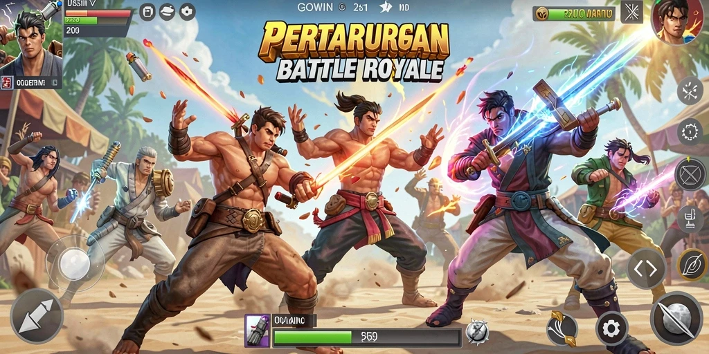 Tampilan menarik gameplay GOWIN dalam pertempuran Battle Royale.