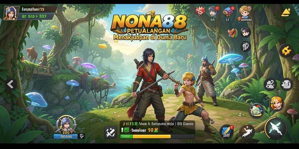Tampilan gameplay NONA88 yang memukau dalam petualangan penuh warna.