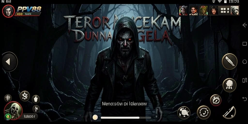 Tangkapan layar gameplay PPV88 menampilkan momen mencekam dalam suasana Horror.