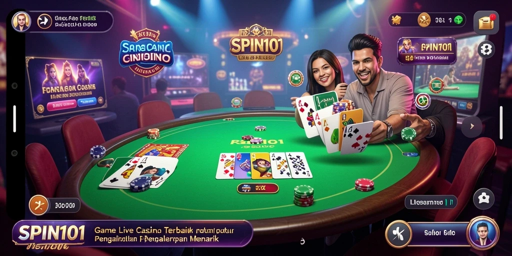 Tampilan menarik gameplay SPIN101 Live Casino dengan dealer langsung.